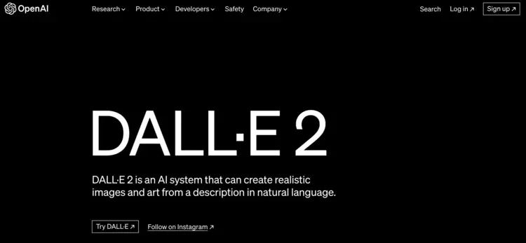Dall-E 2 homepage Dall-E 2 homepage