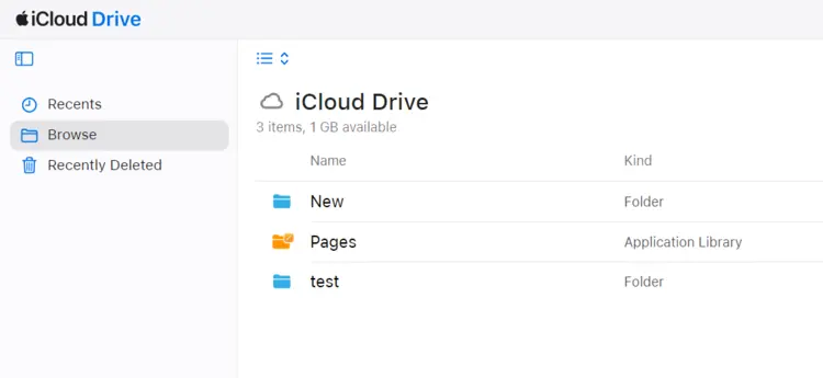 iCloud Drive user interface iCloud Drive user interface