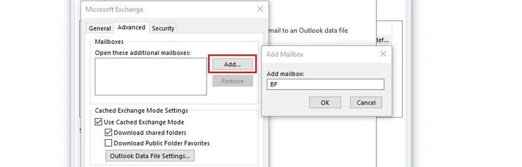 Microsoft Exchange settings in Outlook Microsoft Exchange settings in Outlook