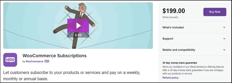 The WooCommerce Subscriptions plugin download website The WooCommerce Subscriptions plugin download website