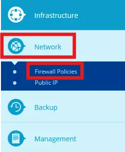 Firewall policy menu in the IONOS Cloud Panel Firewall policy menu in the IONOS Cloud Panel