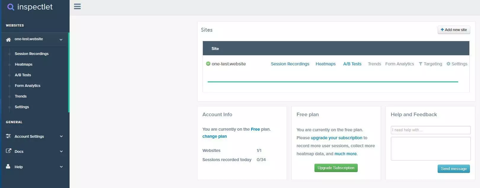 Image: Dashboard of Inspectlet
