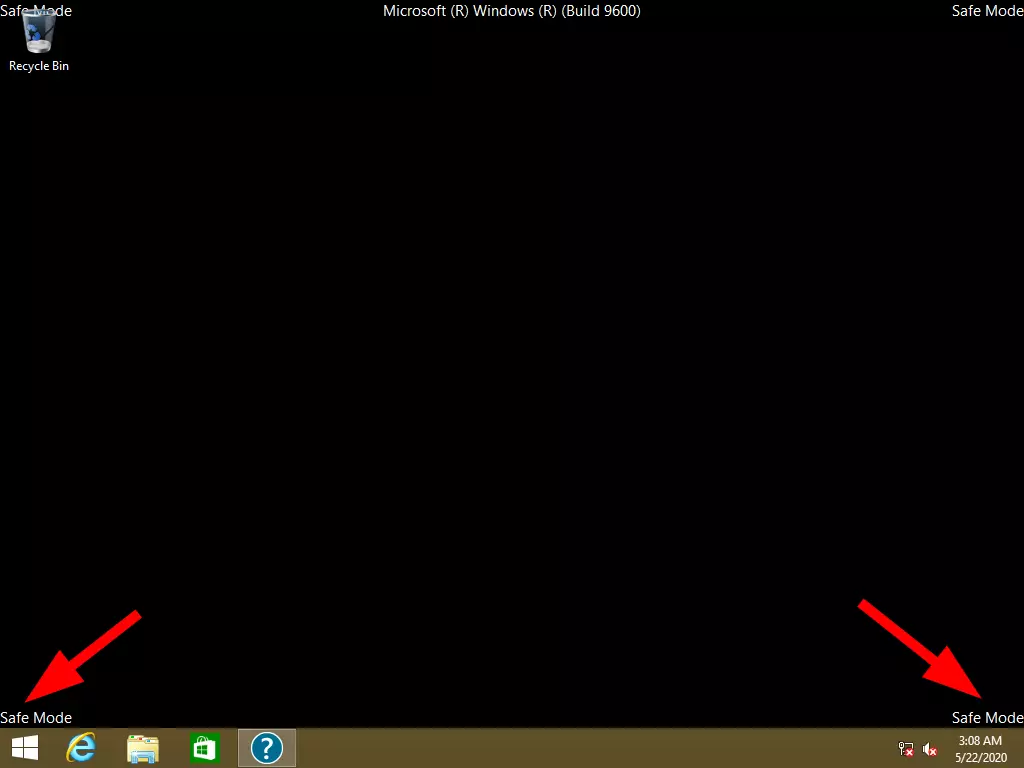 Image: Desktop interface in Windows 8 safe mode