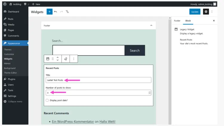 WordPress-blog: include latest posts using widgets WordPress-blog: include latest posts using widgets