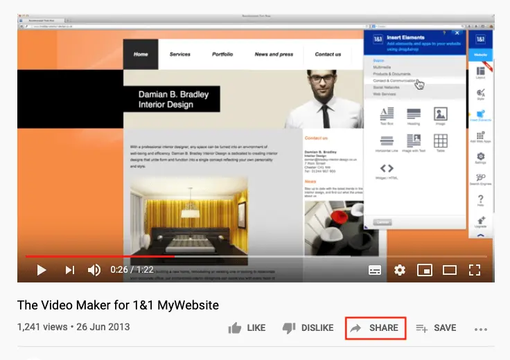 YouTube video: “Share” button YouTube video: “Share” button