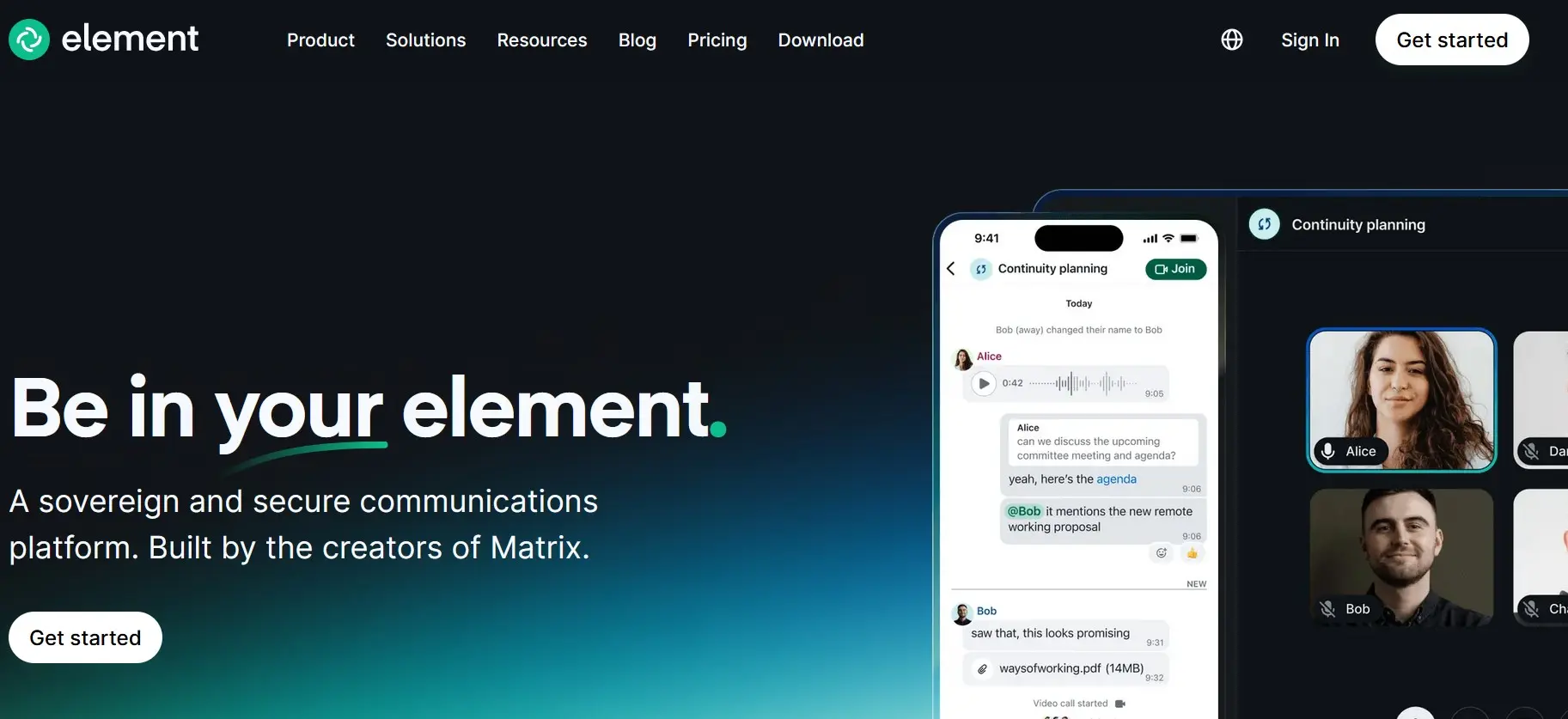 Image: Element website