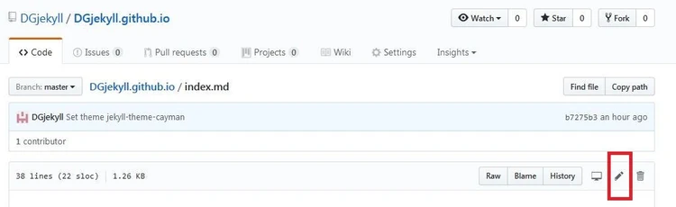 GitHub Pages repository: Code editing window GitHub Pages repository: Code editing window