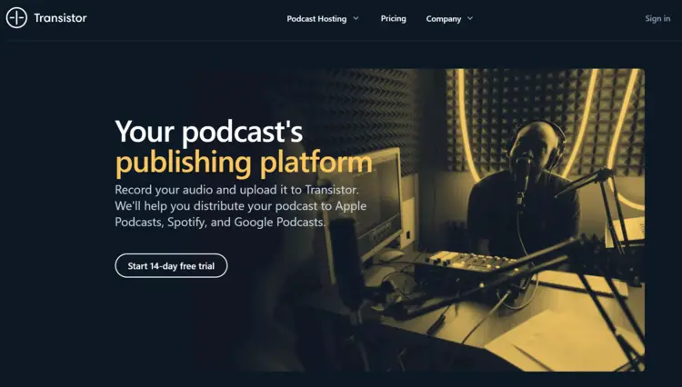 Screenshot of the Transistor website Screenshot of the Transistor website