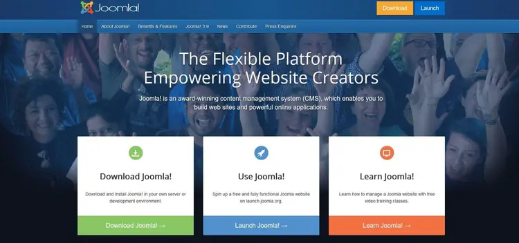 Joomla! website with option to download the installation files Joomla! website with option to download the installation files