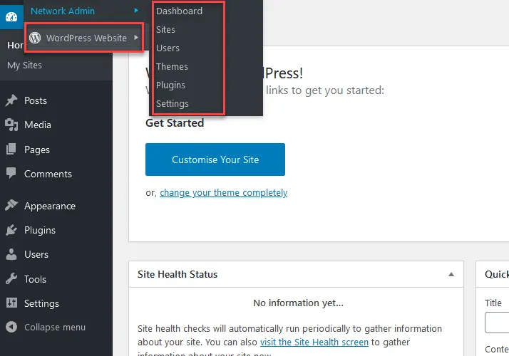 WordPress Multisite – Network Admin with Dashboard, Sites, Users, etc. WordPress Multisite – Network Admin with Dashboard, Sites, Users, etc.