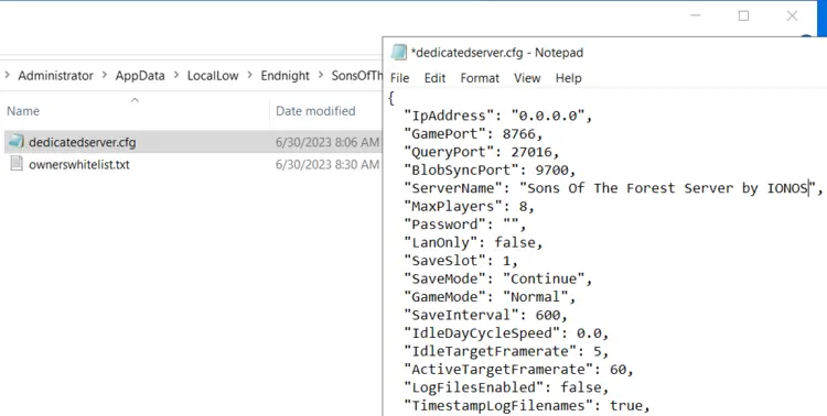 Sons of the Forest server: dedicatedserver.cfg Sons of the Forest server: dedicatedserver.cfg