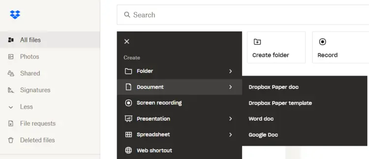 Dropbox web app Dropbox web app