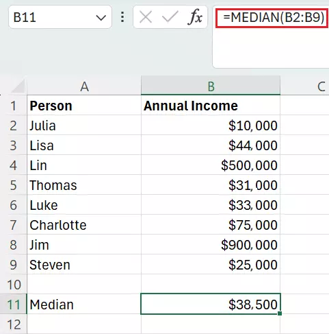Excel: Calculate median with an even number of values Excel: Calculate median with an even number of values