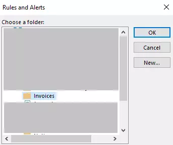 Outlook Rules Wizard: Selecting the destination folder Outlook Rules Wizard: Selecting the destination folder
