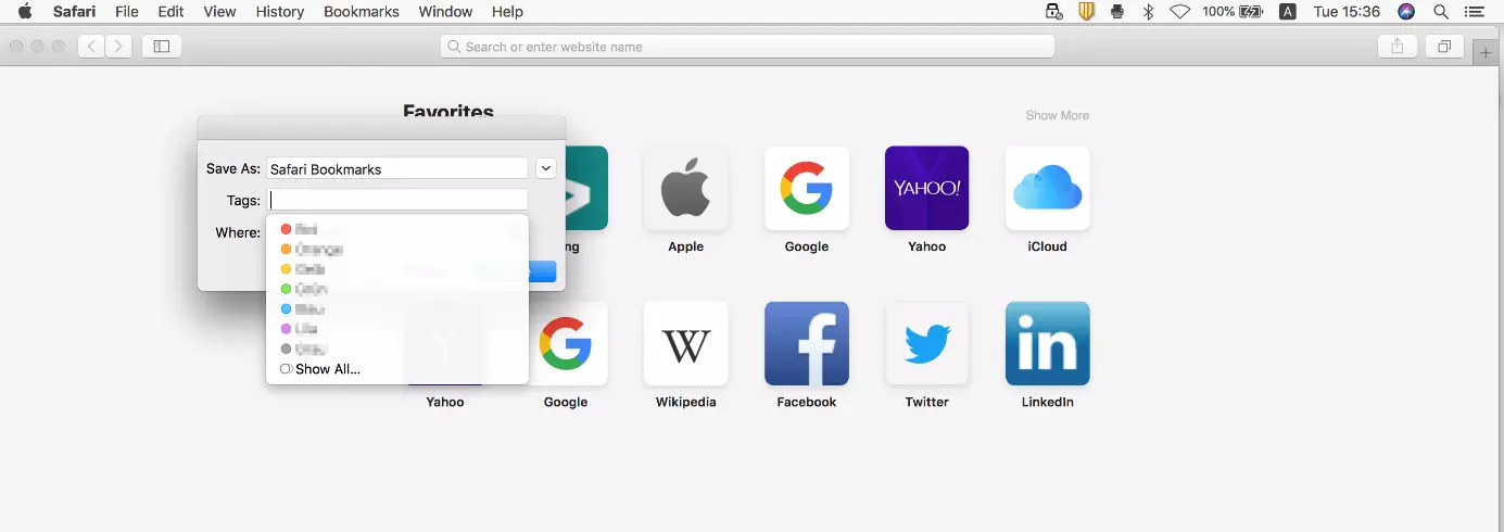 Exporting Safari bookmarks: Tagging option