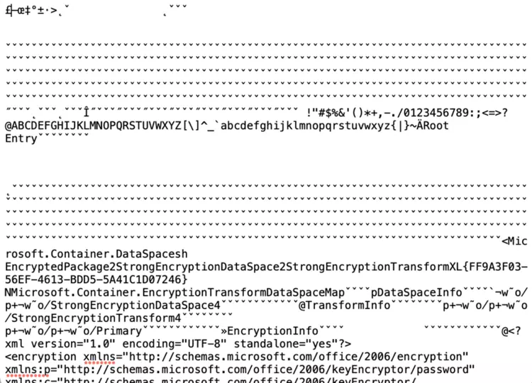 Example of an encrypted Word document Example of an encrypted Word document