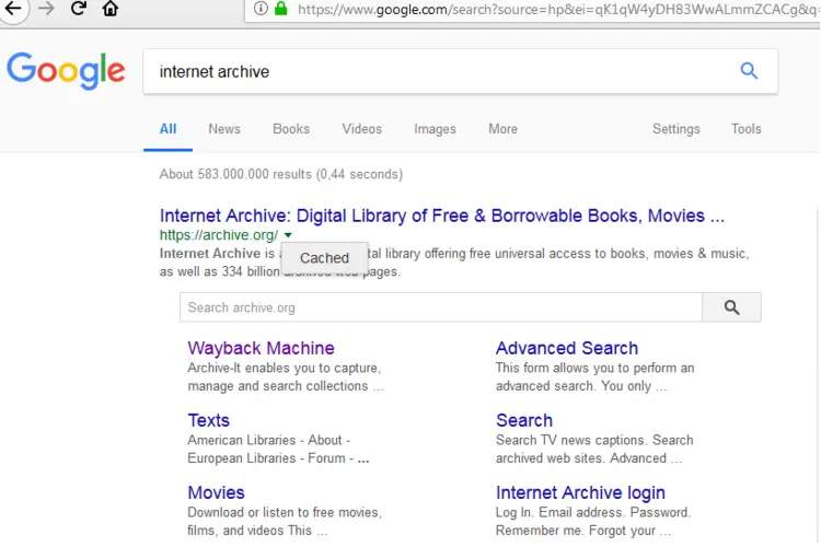 Google search result for “internet archive” with the URL archive.org Google search result for “internet archive” with the URL archive.org