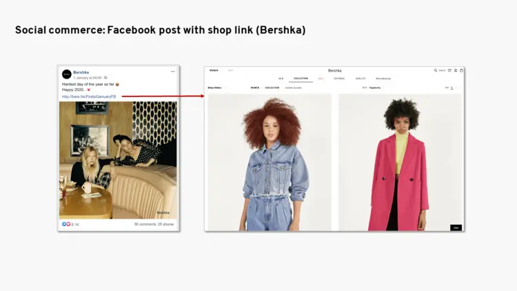 Bershka example of social commerce on Facebook Bershka example of social commerce on Facebook