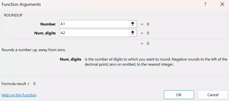 Excel: ROUNDUP function used manually Image: Excel: ROUNDUP function used manually
