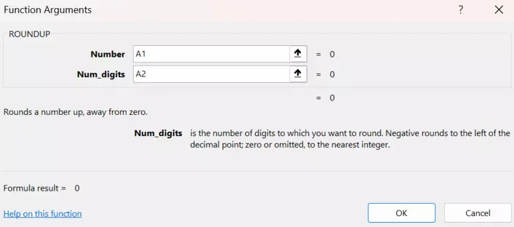 Excel: ROUNDUP function used manually Excel: ROUNDUP function used manually
