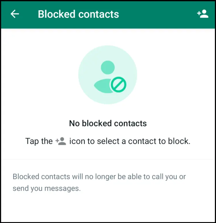 WhatsApp menu Blocked contacts WhatsApp menu Blocked contacts
