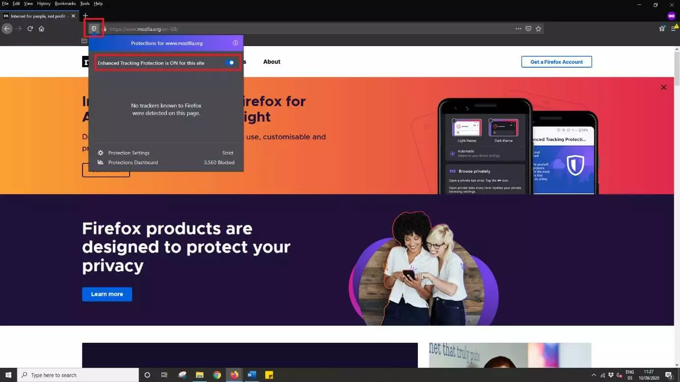 Image: Improved security for activity tracking in Firefox