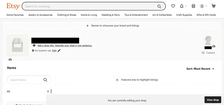 Screenshot of the store manager on Etsy Screenshot of the store manager on Etsy