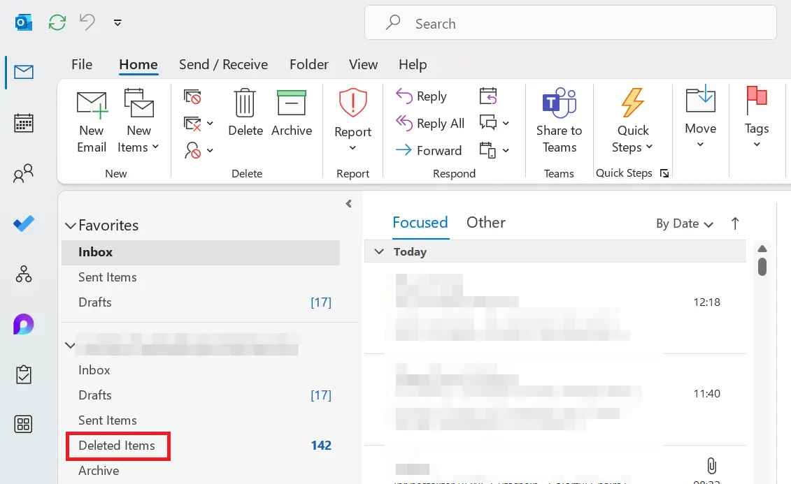 “Deleted Items” in Outlook Image: “Deleted Items” in Outlook