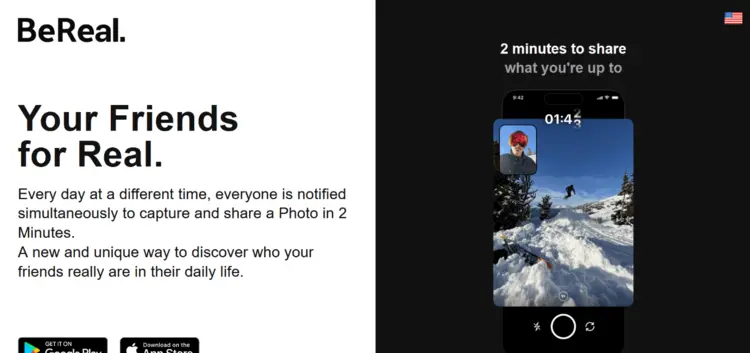 Screenshot from the BeReal website Screenshot from the BeReal website