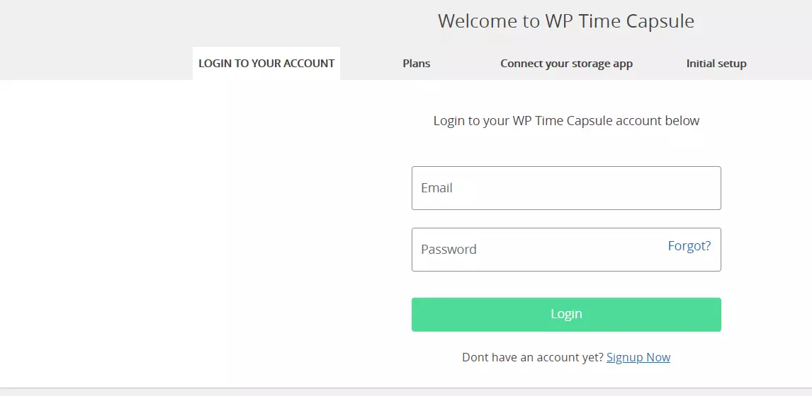 Image: WP Time Capsule in the WordPress backend