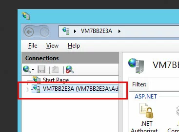 Image: IIS manager: server selection