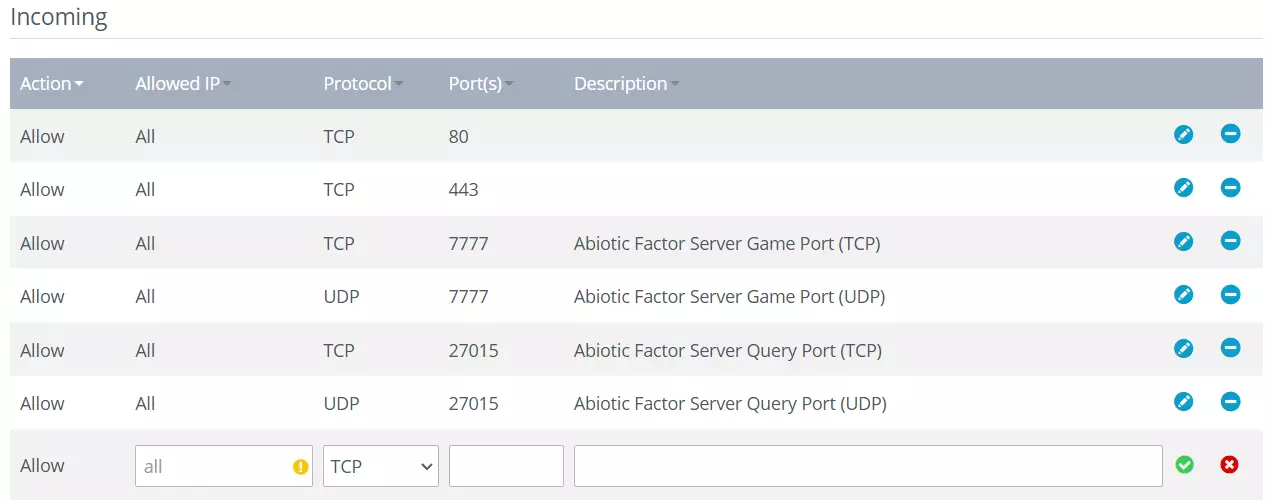 Opening Abiotic Factor server ports in the IONOS Cloud Panel Image: Opening Abiotic Factor server ports in the IONOS Cloud Panel