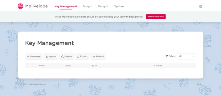 Mailvelope interface in Firefox browser Mailvelope interface in Firefox browser