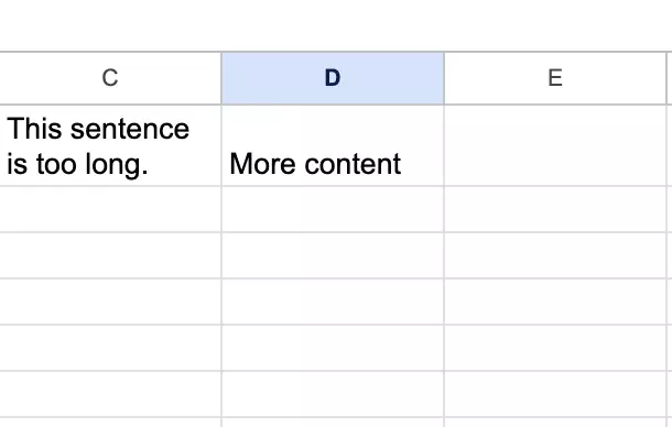 Screenshot of manual text wrapping in Google Sheets Screenshot of manual text wrapping in Google Sheets