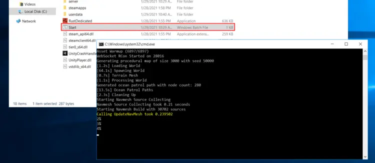Rust server: Creation and start of the game world via Start.bat Rust server: Creation and start of the game world via Start.bat