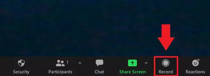 Record a Zoom Meeting by clicking on “Record”