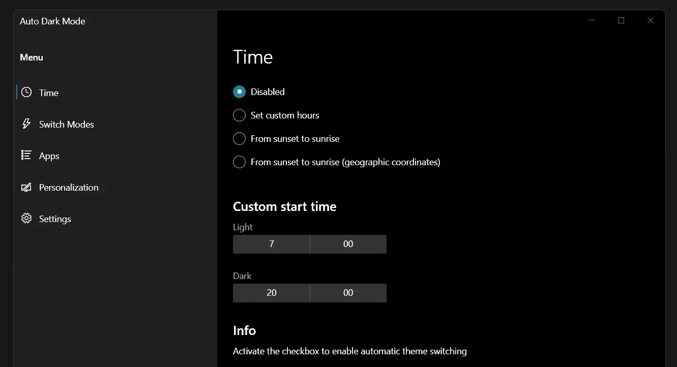 Image: Screenshot of Auto Dark Mode