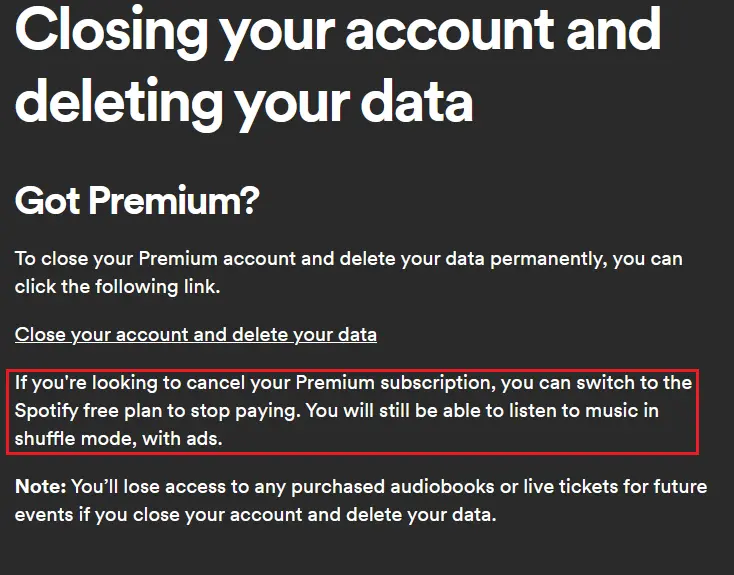 Image: Spotify: Switch to the free version