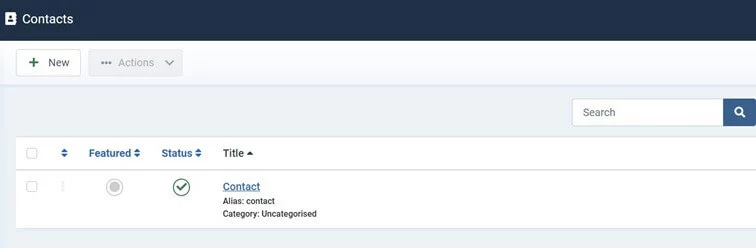 Image: Contact in Joomla backend