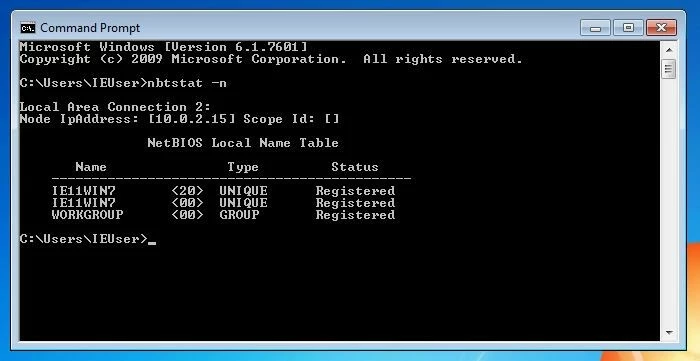Image: Using “nbtstat” for the hostname’s output.