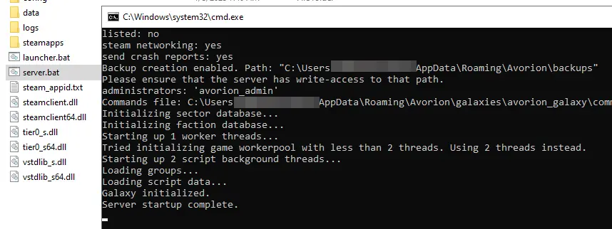 Avorion server successful Image: Avorion server successful
