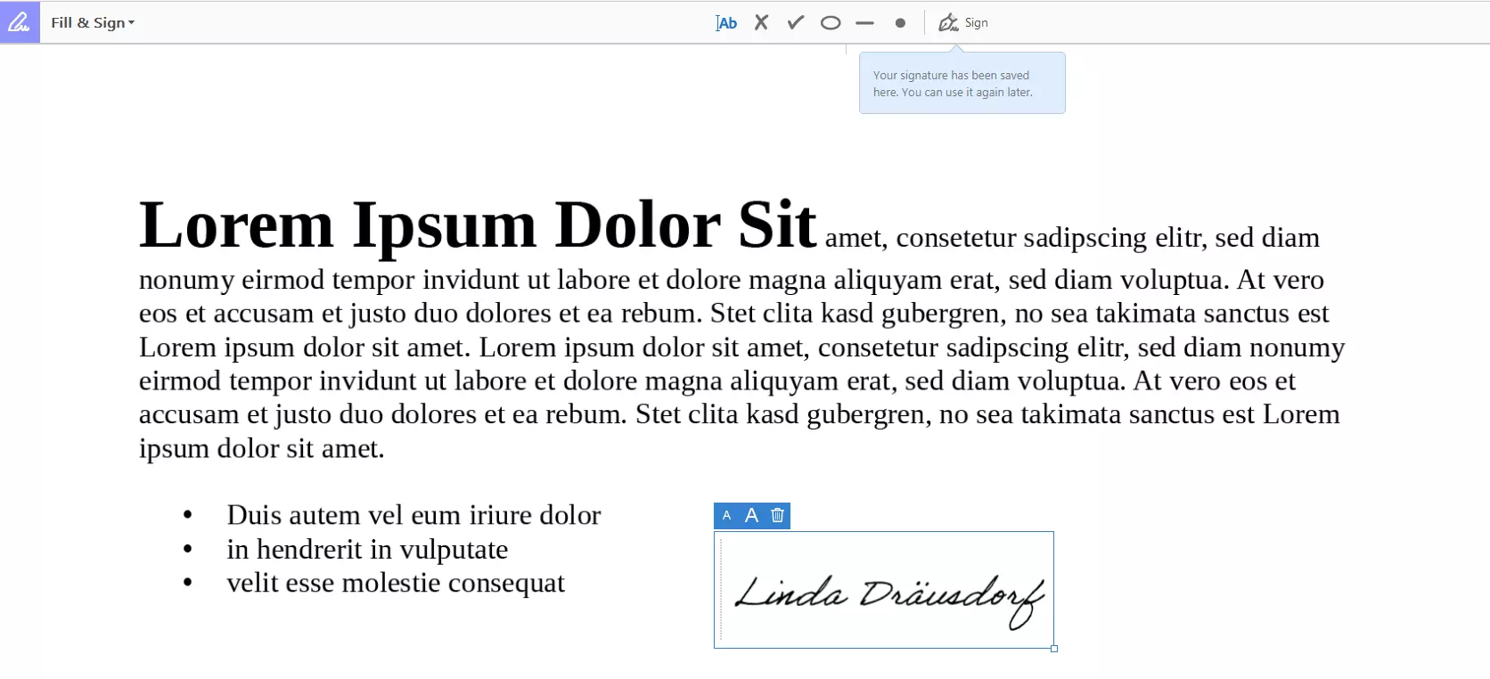 Image: Inserting a digital signature in Acrobat Pro DC