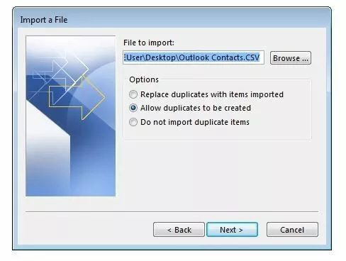 Outlook 2016: import file menu Outlook 2016: import file menu