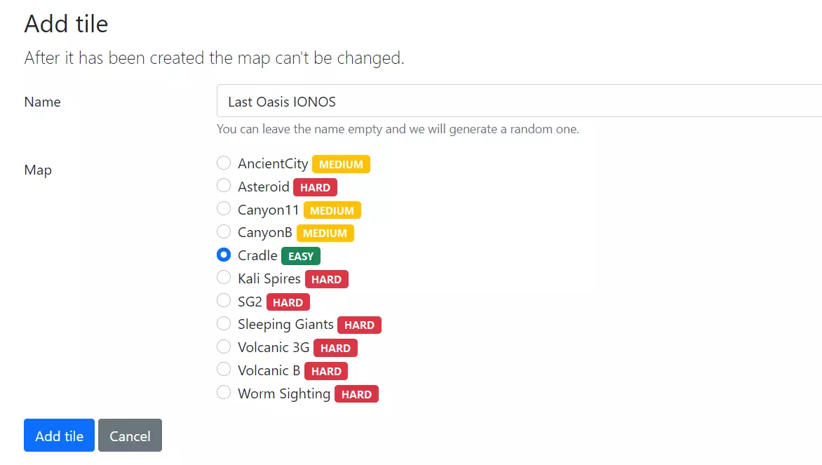 Image: Last Oasis MyRealm: map selection
