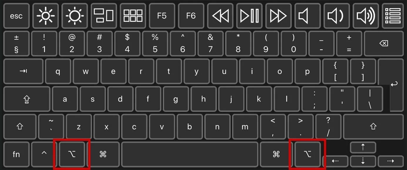 Image: Opt keys on a Mac keyboard
