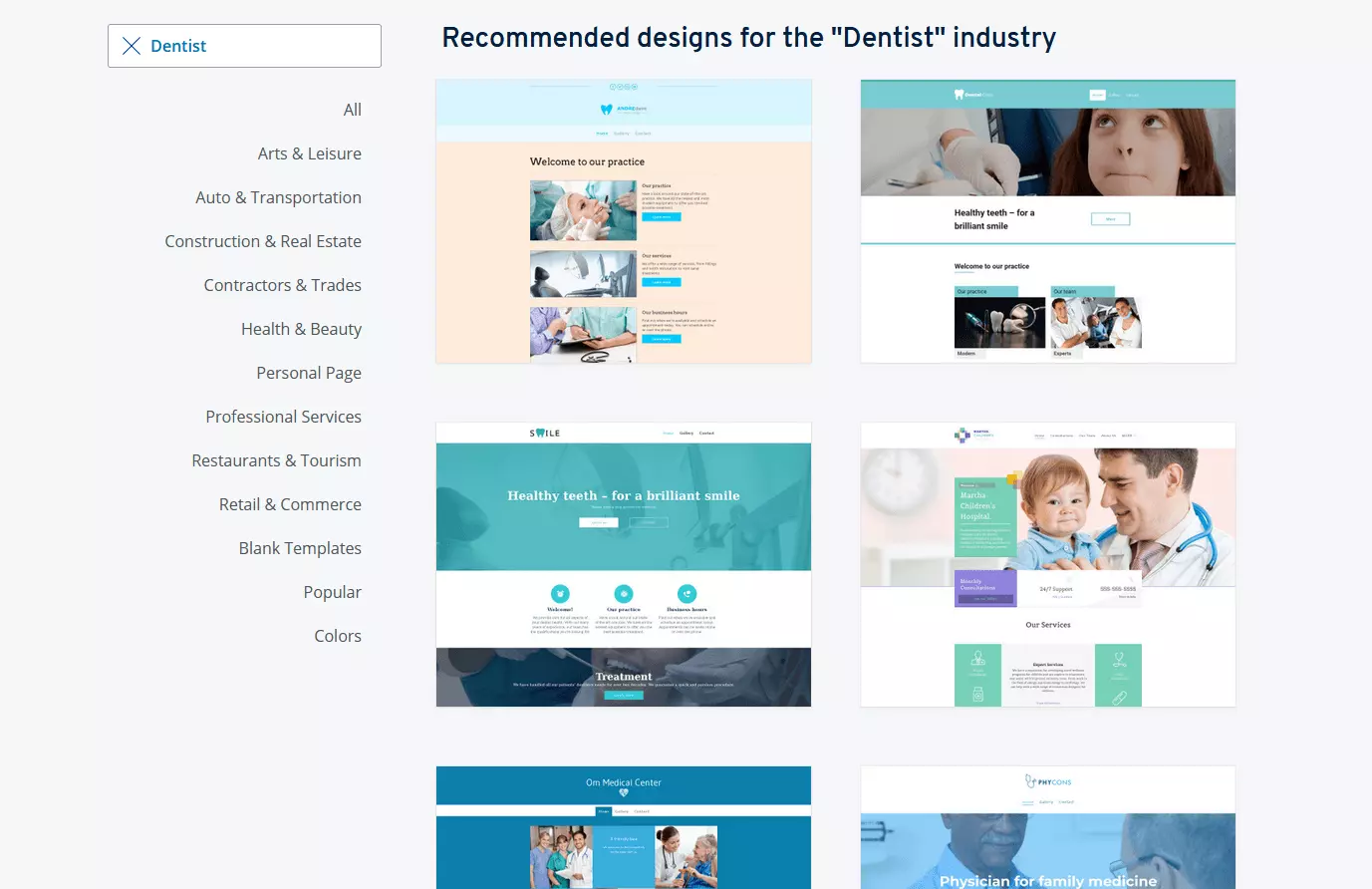 Image: IONOS templates for beauty, wellness, health, and dentistry