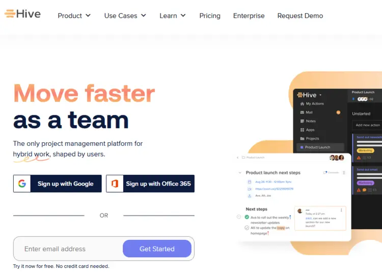 Screenshot of the Hive website Screenshot of the Hive website