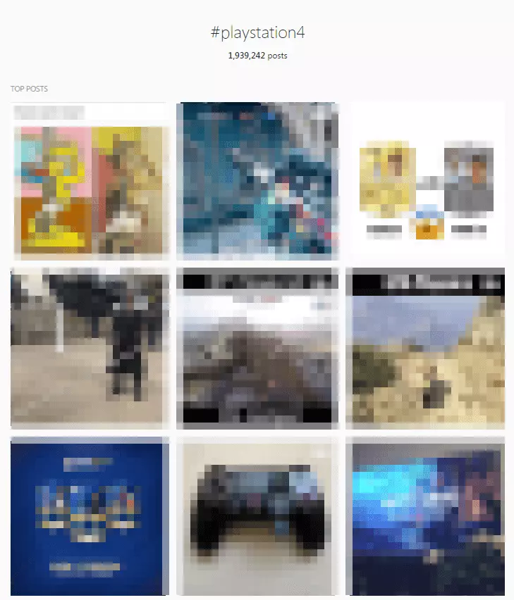 Image: Results of the #playstation4 hashtag in the Instagram browser view
