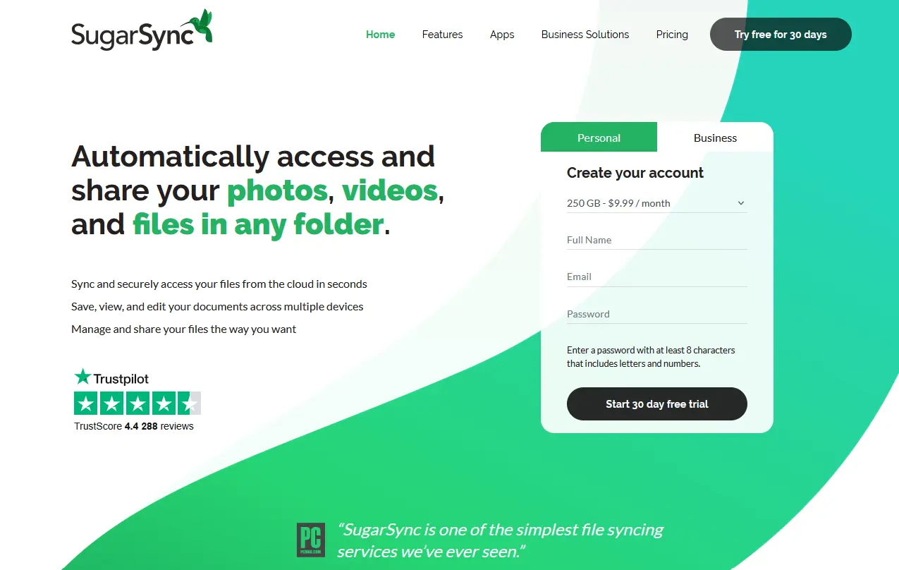 SugarSync website screenshot Image: SugarSync website screenshot