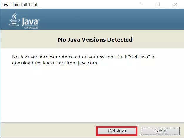 Image: Java Uninstall Tool: Download from Java